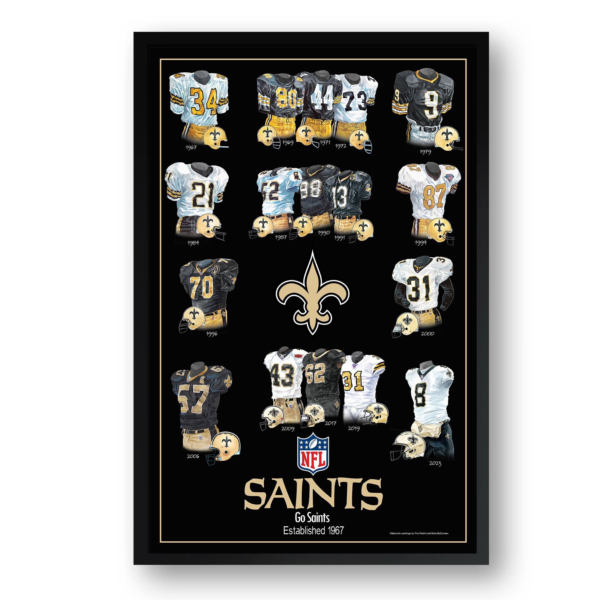 New Orleans Saints 14" x 20" Uniform Heritage Framed Art Print