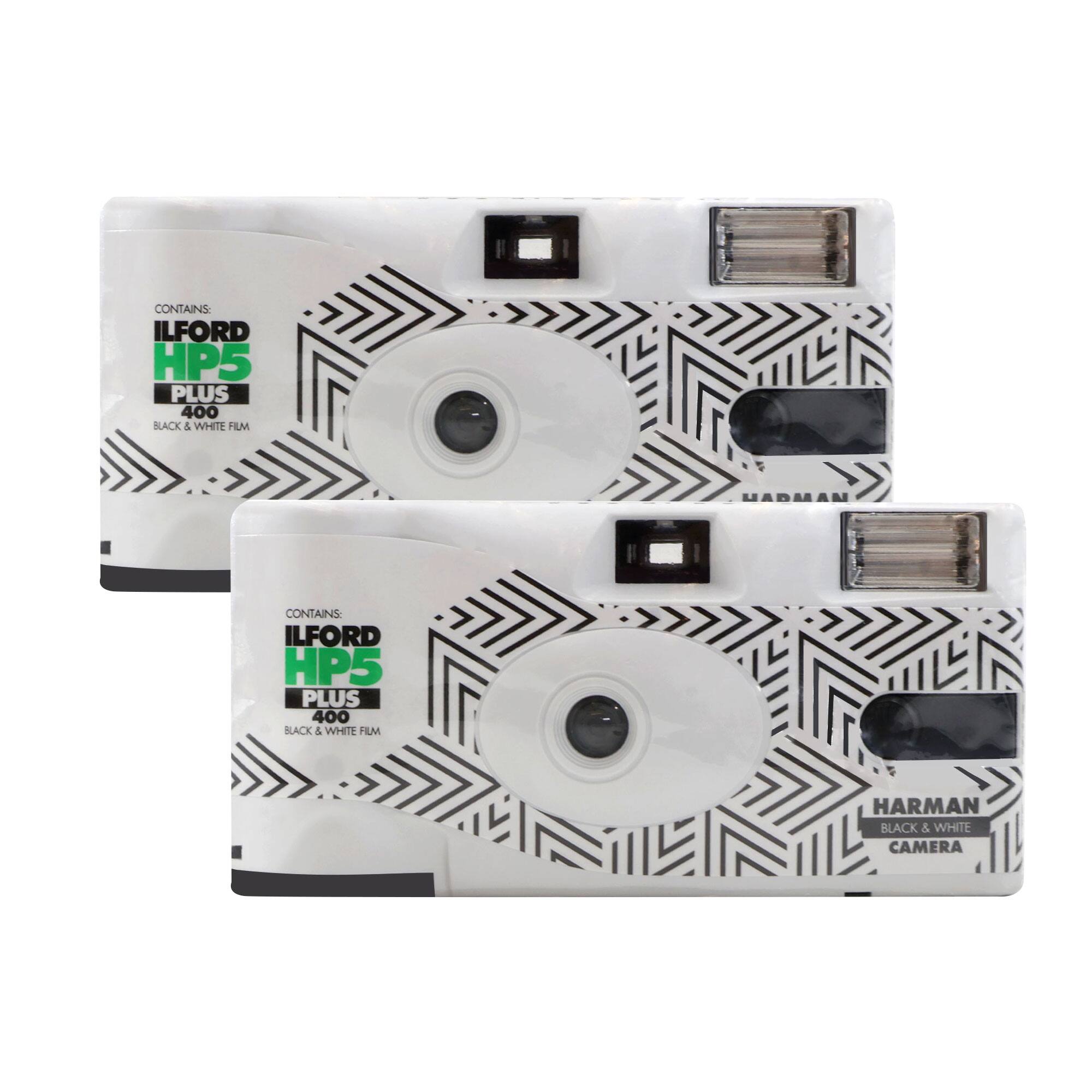 Ilford - HP5 Plus White Single-Use Film Camera (27 Exposures) - 2 Pack - Black