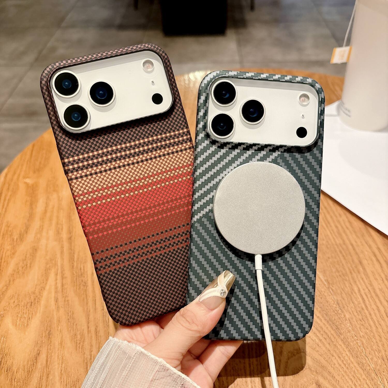 Alt View 4. Dteck - Magnetic Case for Apple iPhone 17 Pro,Mag Safe Compatible,Ultra-Slim Carbon Fiber Texture Hard Shell Cover - D.