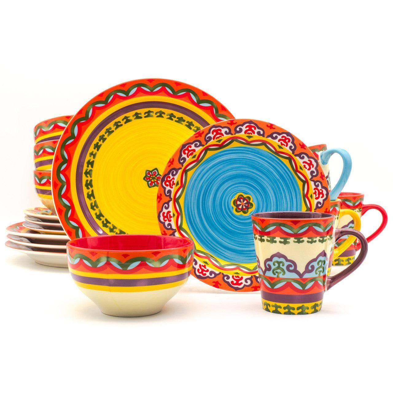 Euro Ceramica Home - Galicia 16 Piece Stoneware Dinnerware Set, Service for 4 - Multicolor price history on PriceWatchPro