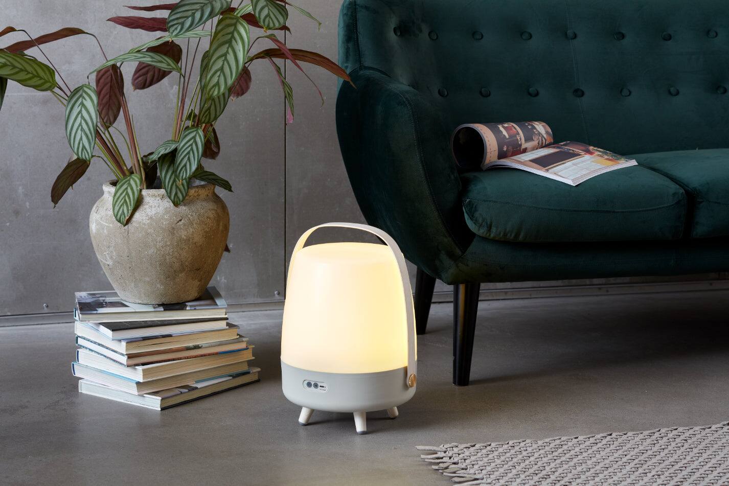 Alt View 2. Kooduu - Lite Up Play- Sand Lamp, Cordless rechargeable indoor/outdoor speaker Lamp, Sound by JBL.