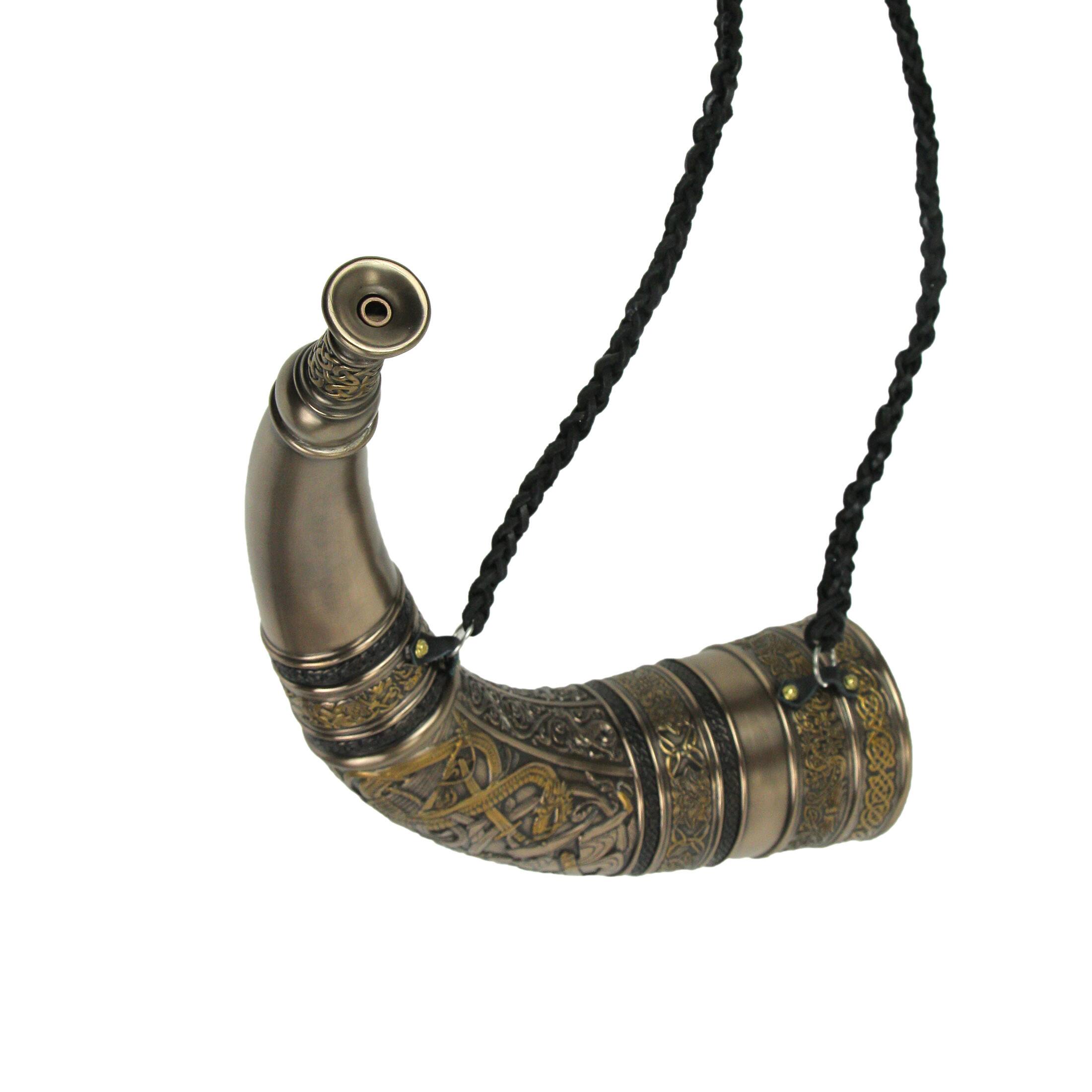 Alt View 4. Veronese Design - Sigur Slaying Fafnir Viking Horn & Dragon Wall Mount Cold Cast Resin Sculpture - Bronze.