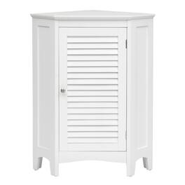 Gymax - Corner Storage Cabinet Free Standing Bathroom Cabinet w/ Shutter Door - White