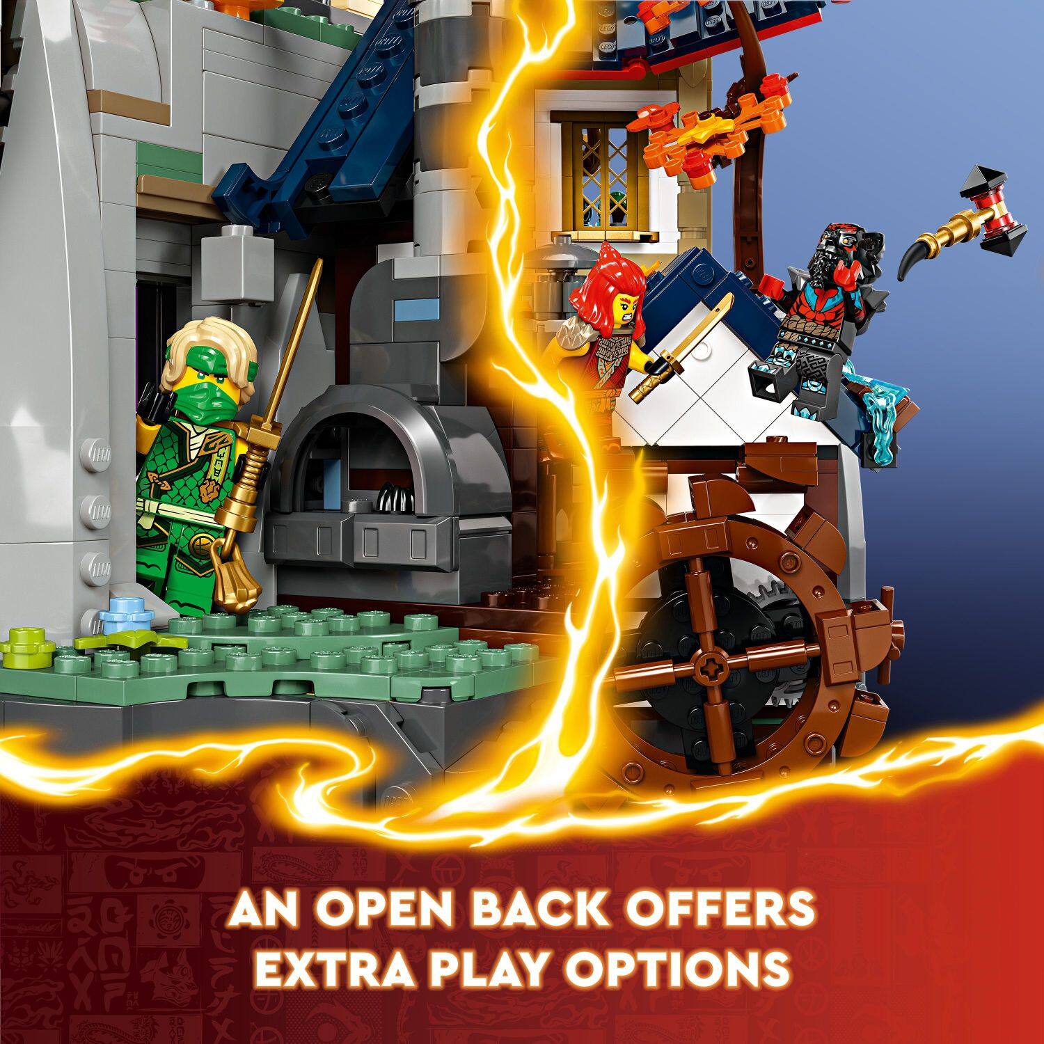 An open back offers extra play options.