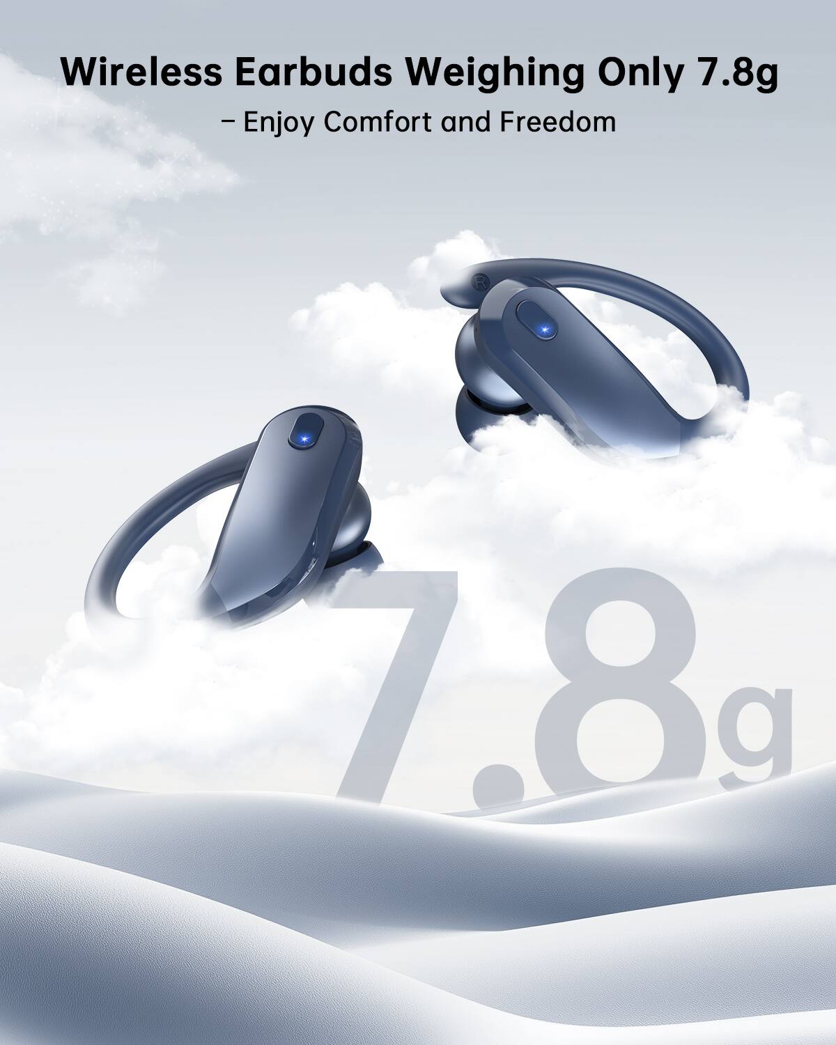 Wireless Earbuds Weighing Only 7.8g  
- Enjoy Comfort and Freedom