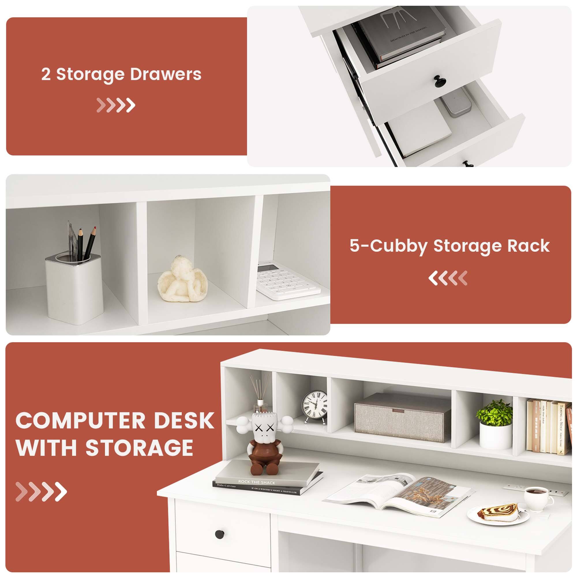 * 2 Storage Drawers -> 5-Cubby Storage Rack
* Computer Desk with Storage -> Computer Desk with Storage and Shelves