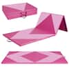 Front. Costway - Costway Gymnastics Gym Mat 4-Panel Folding Lightweight Gymnastics Tumbling Mat with Hook - Pink.