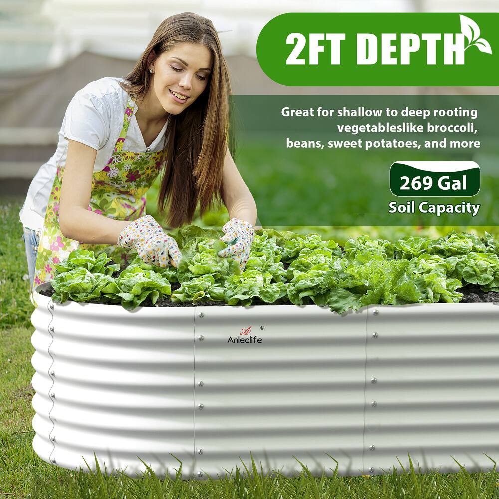 2FT DEPTH  
Great for shallow to deep rooting vegetables like broccoli, beans, sweet potatoes, and more  
269 Gal Soil Capacity  
Anleolife