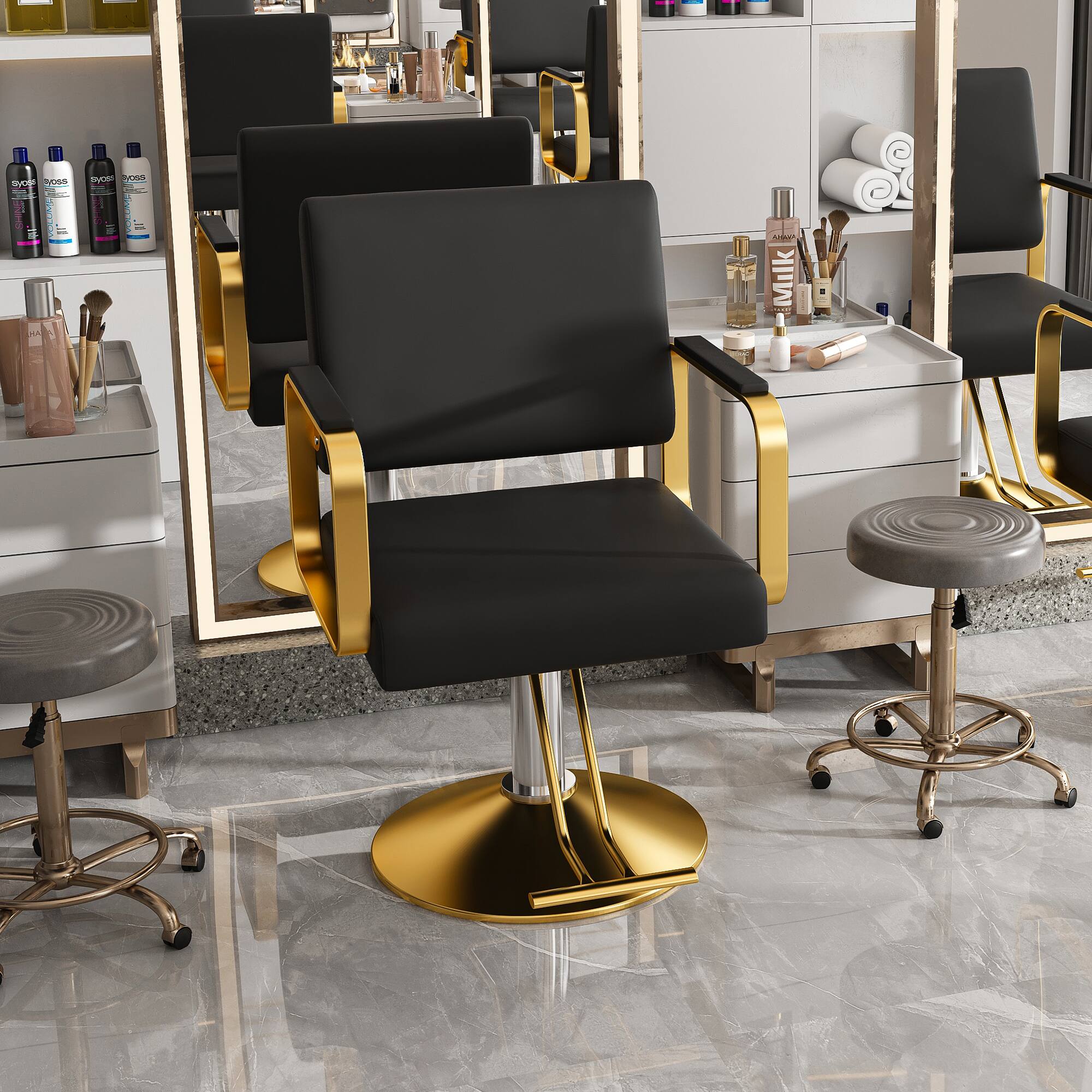 Alt View 5. TinyHomie - Hydraulic Salon Chair 360 Swivel Barber Stylist Chair with Pump Non Tilting Hairdressing Chair - Black.