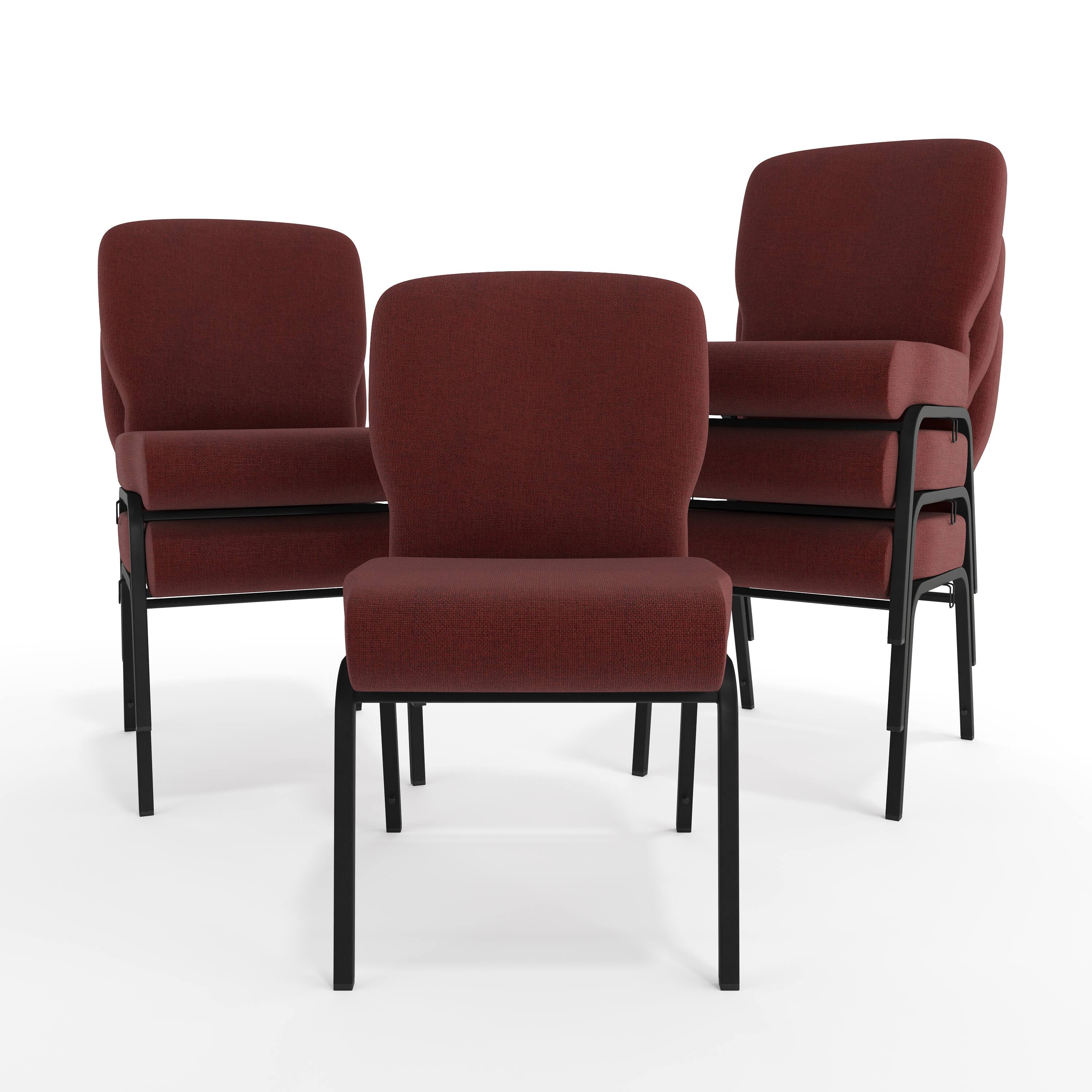 Alt View 10. Emma + Oliver - Signature Elite Church Chair - 20 in. Wide - Maroon Fabric/Black Frame.