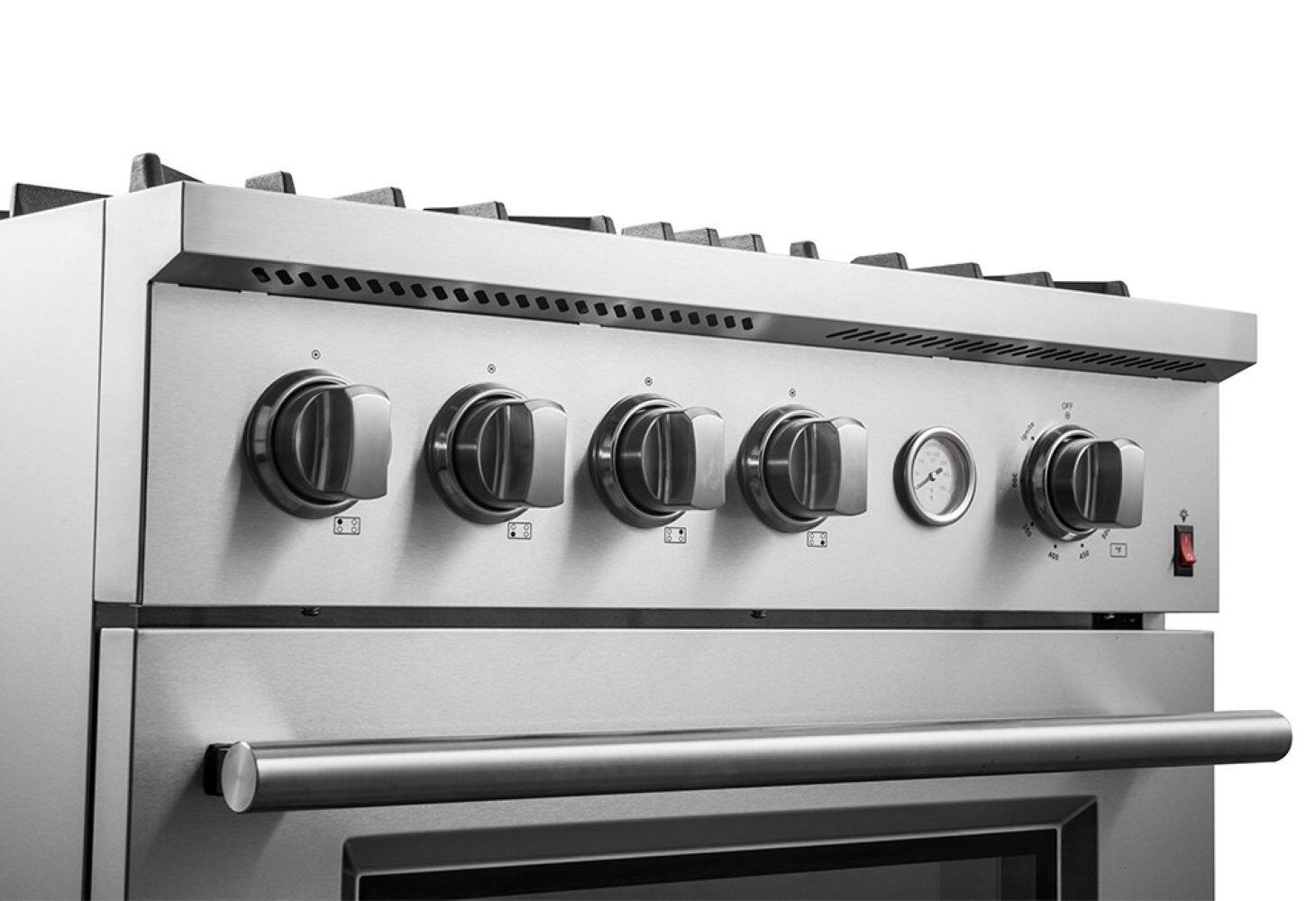 Alt View 3. Forno Appliances - Marco 4.32 Cu. Ft. Freestanding Gas Convection Range with Dual Ring Burner - Silver.