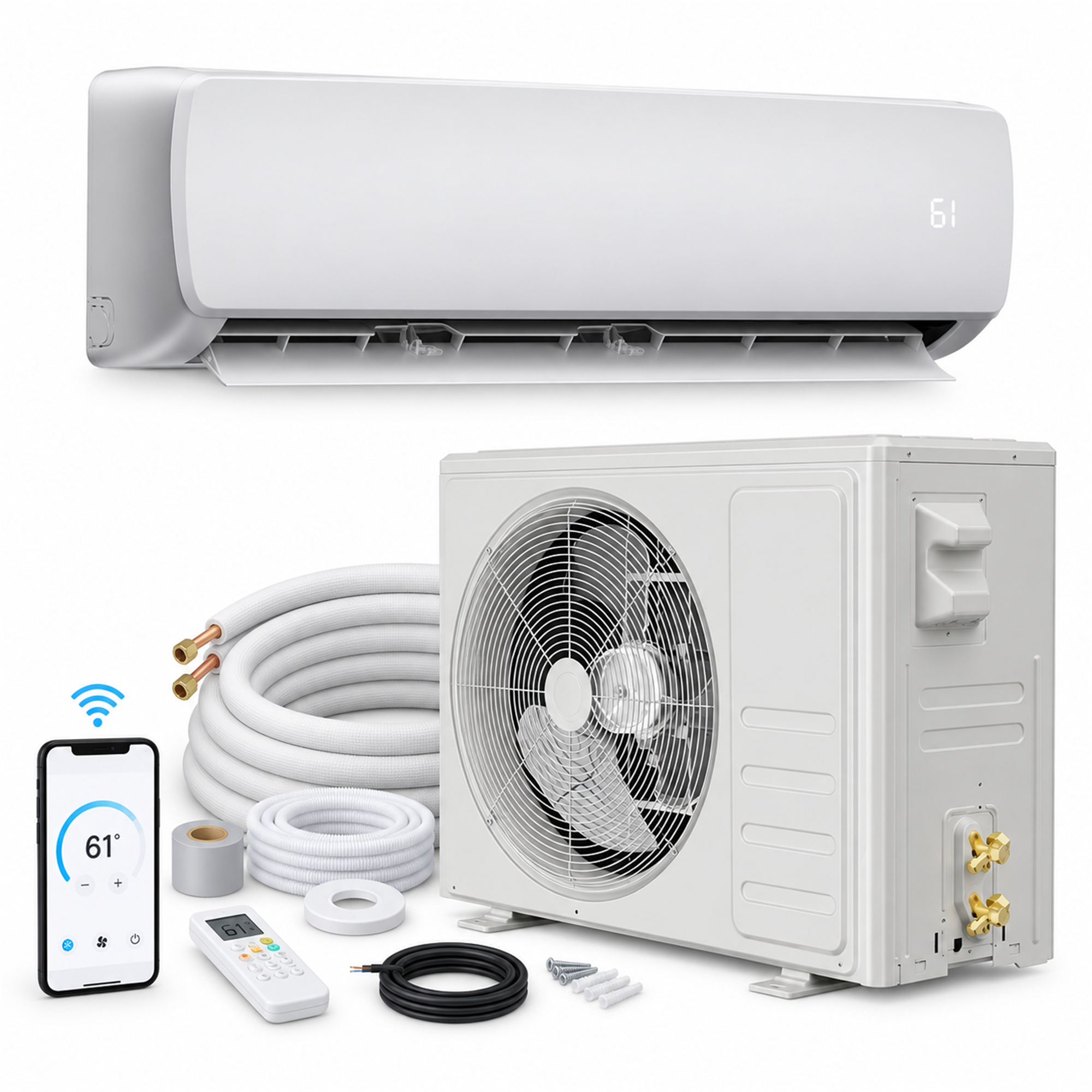 Front. Mountman - 12,000 BTU 230V WiFi Mini Split Air Conditioner with Heat, White - White.