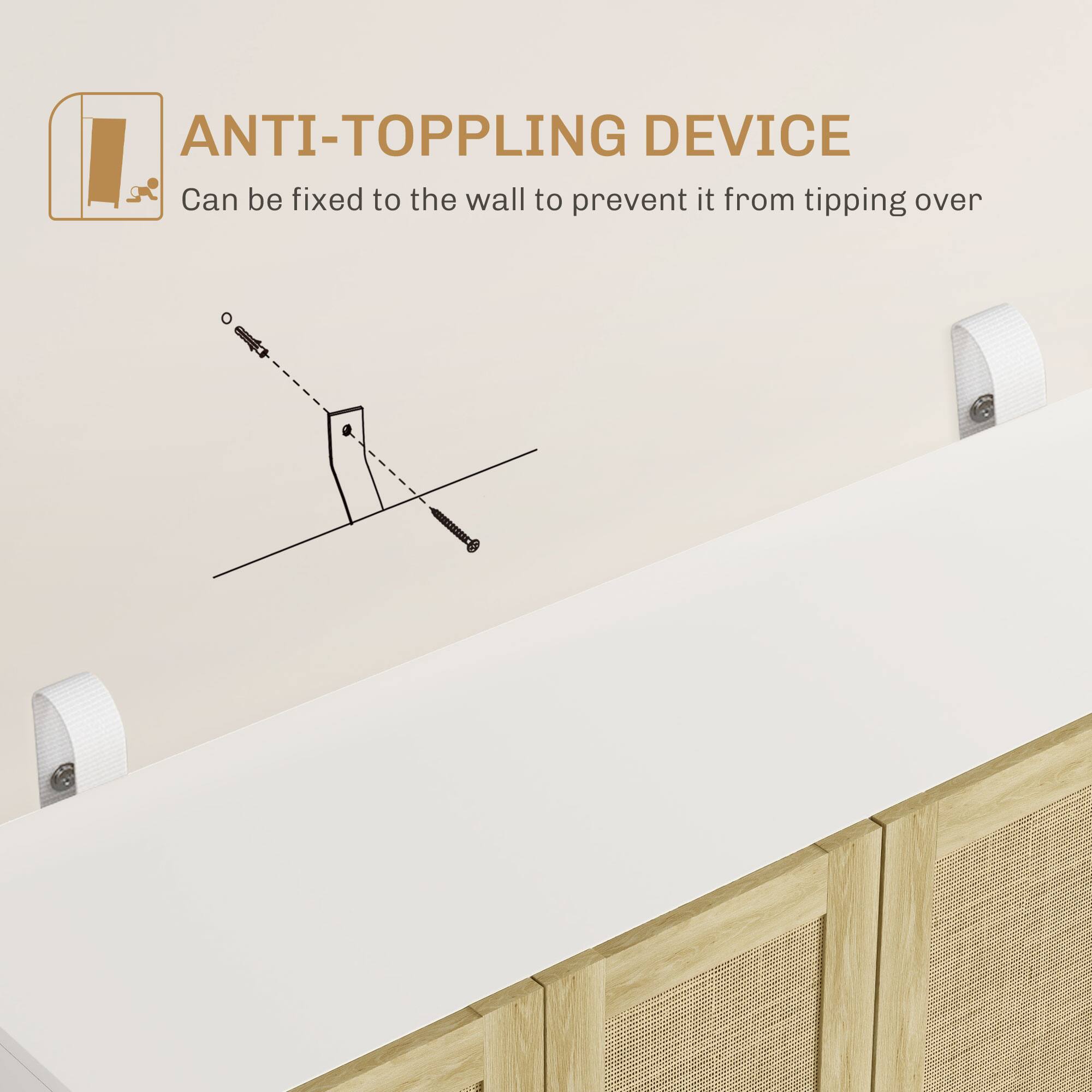 ANTI-TOPPLING DEVICE
Can be fixed to the wall to prevent it from tipping over