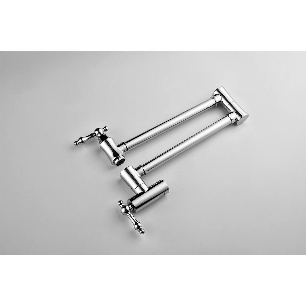 Alt View 1. Ropilly - Ropilly Wall Mount Pot Filler Faucet Chrome Brass Folding Swivel Arm Dual Handle Kitchen Faucet - Chrome.