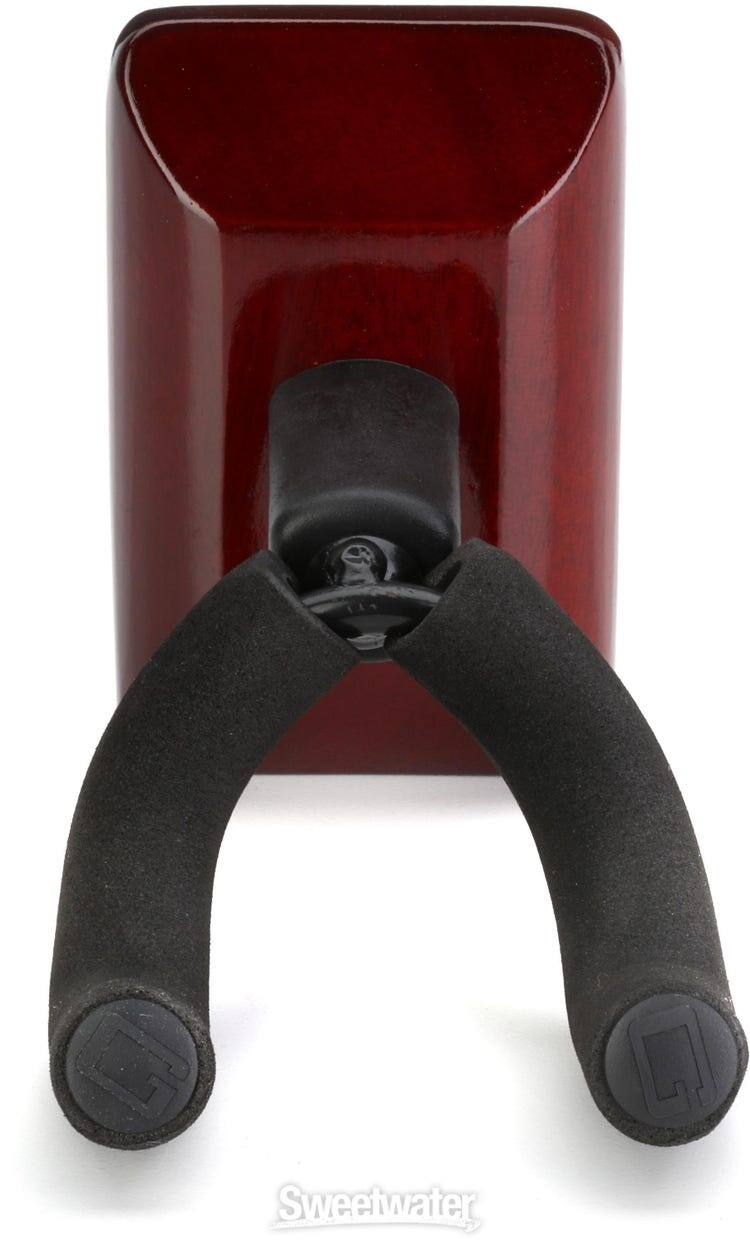 Left. Gator Frameworks - Wall-Mounted Ukulele and Mandolin Hanger with Cherry Finish Mounting Plate and Padded Yoke - Cherry.
