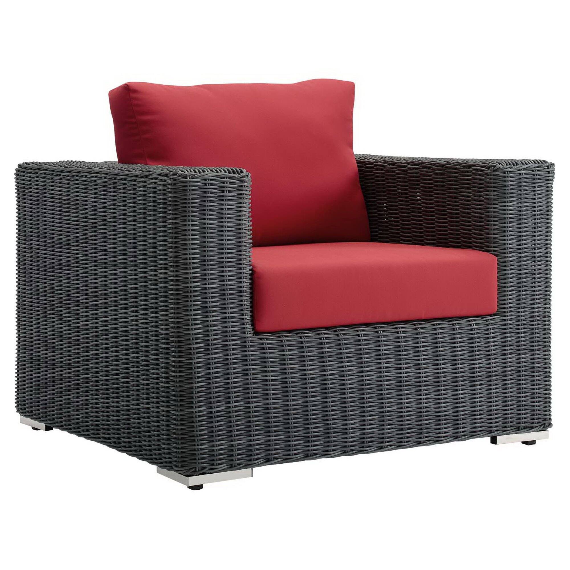 Front. Modway - Summon Outdoor Patio Fabric Sunbrella® Armchair by Modway - Canvas Red.