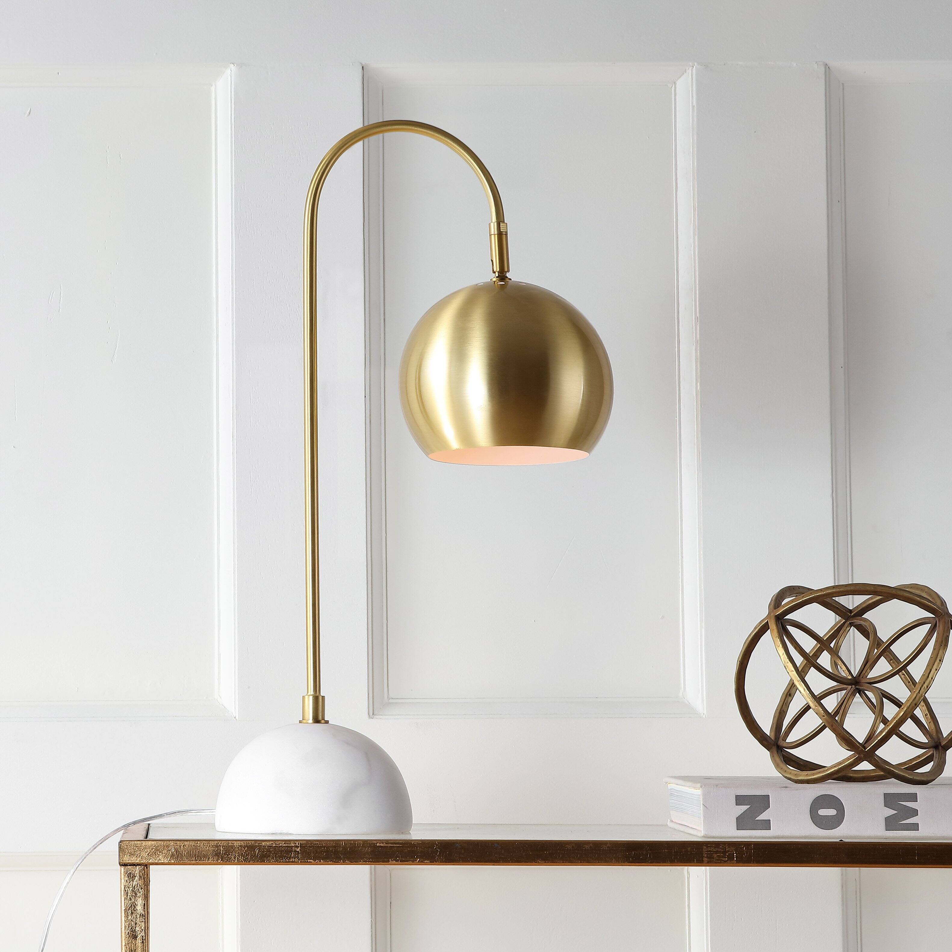 Alt View 1. Jonathan Y - Stephen 23.5" Metal/Marble LED Table Lamp, Brass Gold/White - Brass Gold/White.