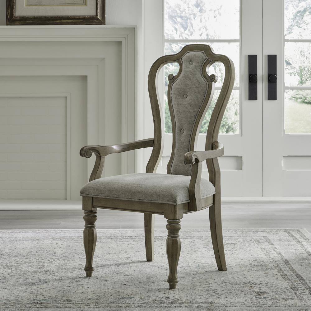 Alt View 4. Liberty Furniture Industries - Magnolia Manor Splat Back Arm Chair (RTA) - Set of 2 in Weathered Bisque - Brown.