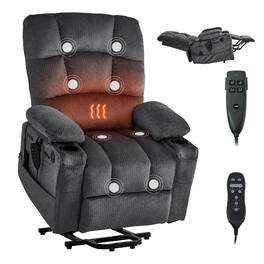 VEVOR - Power Lift Recliner Chair, Dual Motor, Large Electric Lift Chair with Heat and Massage for Elderly - Dark Gray
