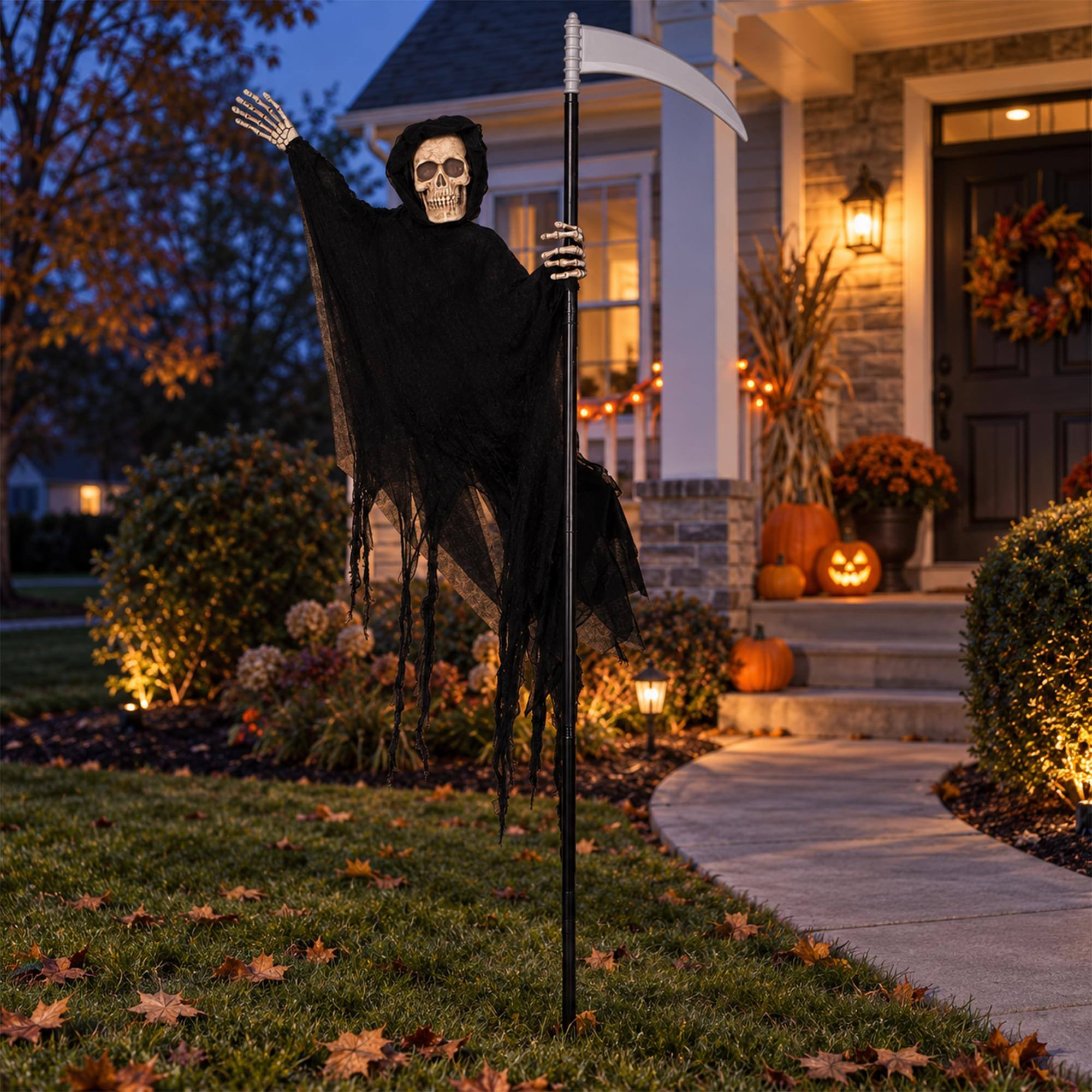 Alt View 2. Funworld - 5 Foot Flying Reaper Halloween Yard Decor - Black.