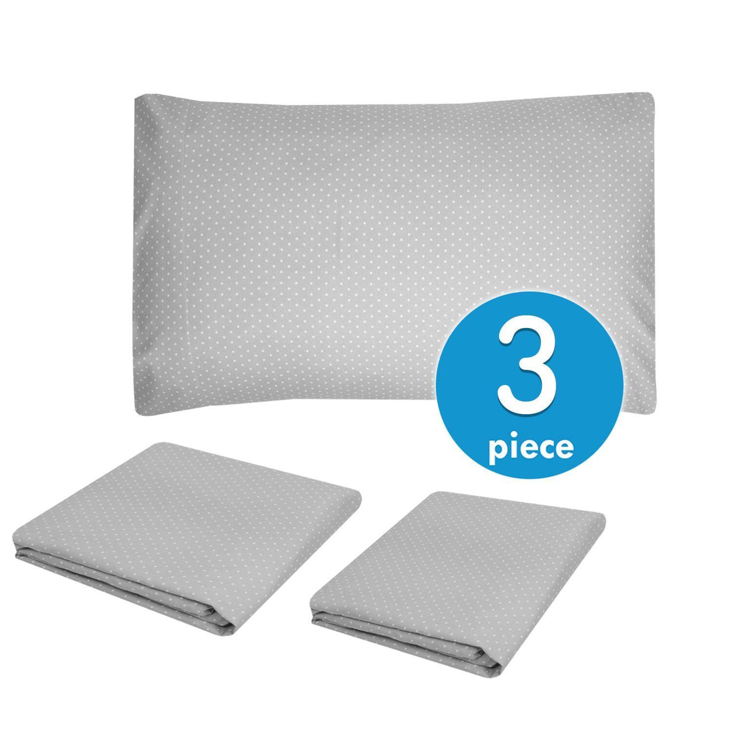 Angle. Sweet Home Collection - Dots 3 Piece Printed Sheet Set, Double Brushed Microfiber, Twin - Gray.
