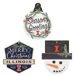 Jardine - Illinois Fighting Illini Ornament Bundle - White