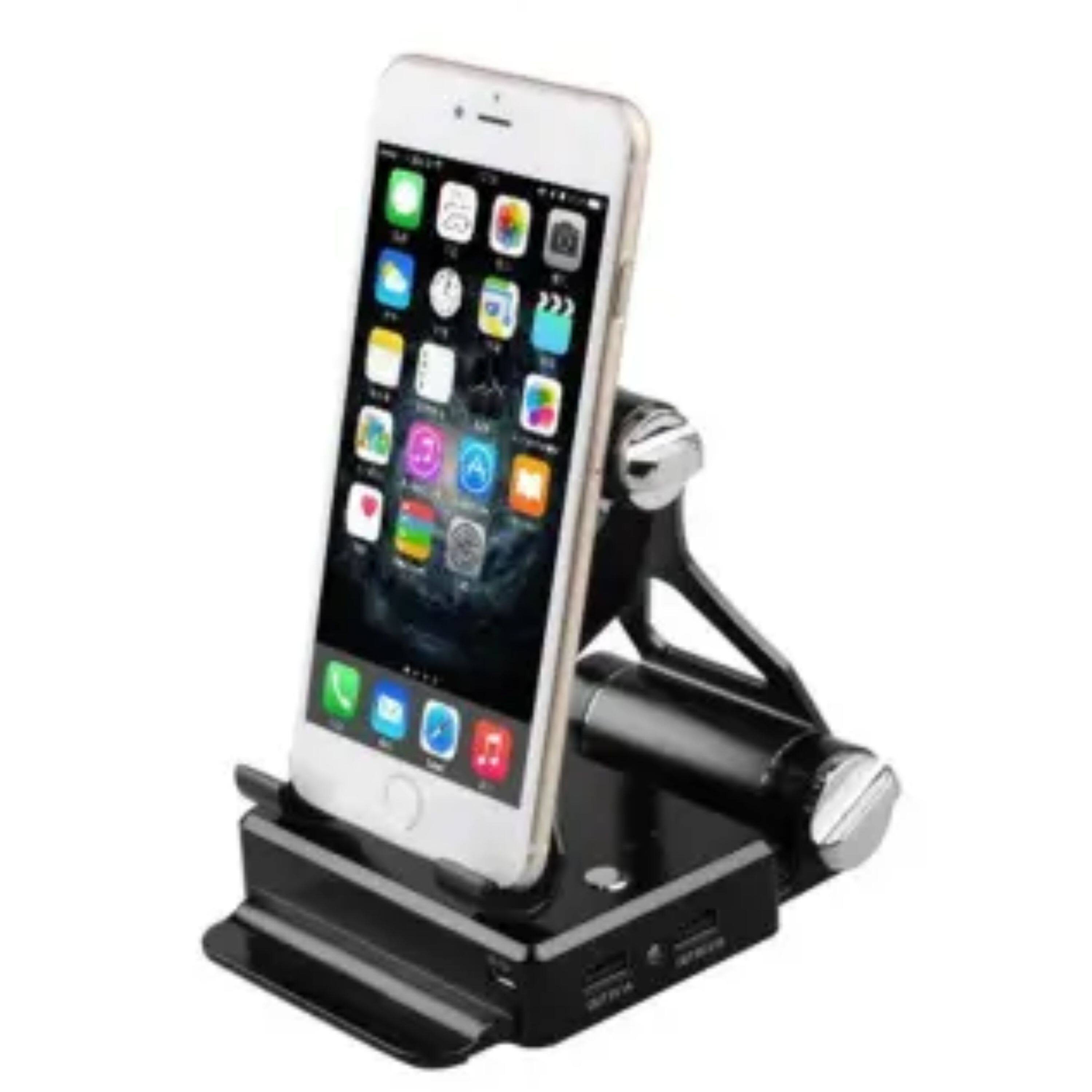 Angle. Kitcheniva - Multi Functional Podium Style Stand With Power Bank For iPad iPhone And Smart Gadgets Silver - Silver.