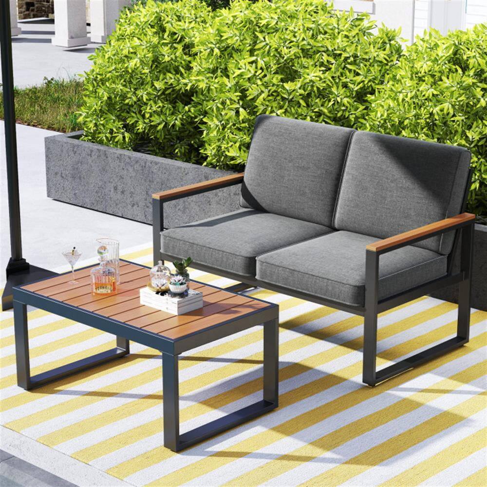 Left. Kadyn - Patio Furniture Sets,Outdoor & Patio Furniture Sets,4 Piece Patio Aluminum Furniture Set with Armrests - Gray.