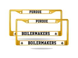 Rico Industries - Purdue Boilermaker's Gold Chrome Metal License Plate Frame - Set of 2 Frames - Multi