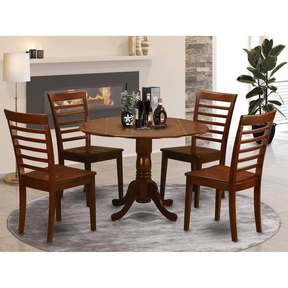 Back. East West Furniture - 5 Pc small Kitchen Table and Chairs set-Kitchen Table and 4 dinette Chairs - Mahogany.