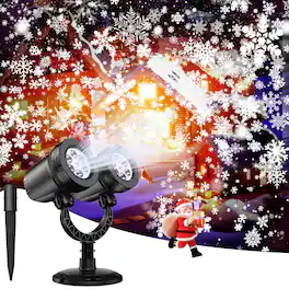 Dazzed Corner - Snowflake Projector Lights Outdoor, Dual-Head Christmas Projector - Black