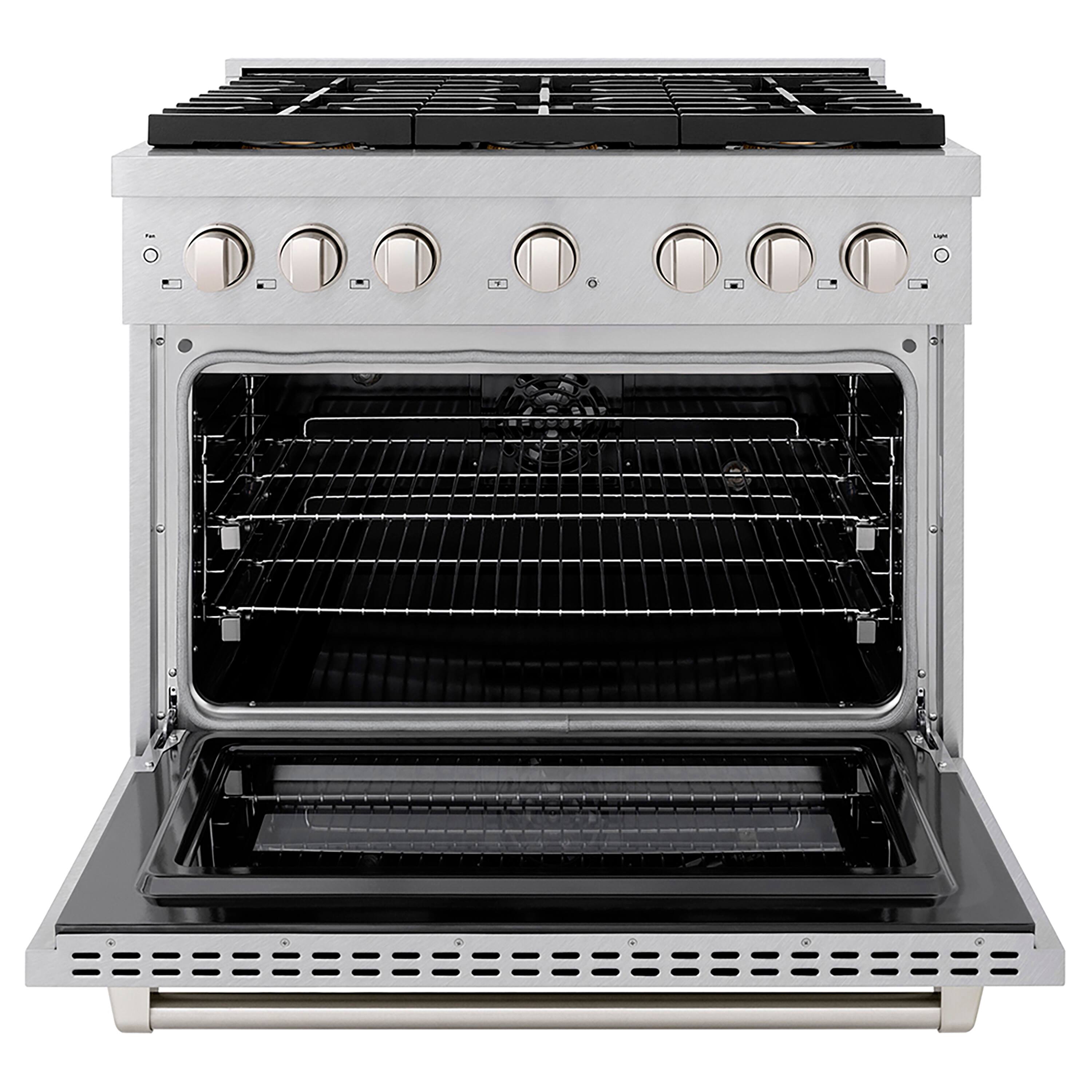 Angle. ZLINE - ZLINE 36 in. 5.2 cu. ft. Freestanding Paramount Dual Fuel Range with 6 Burner DuoPro Cooktop - Satin Stainless Steel.