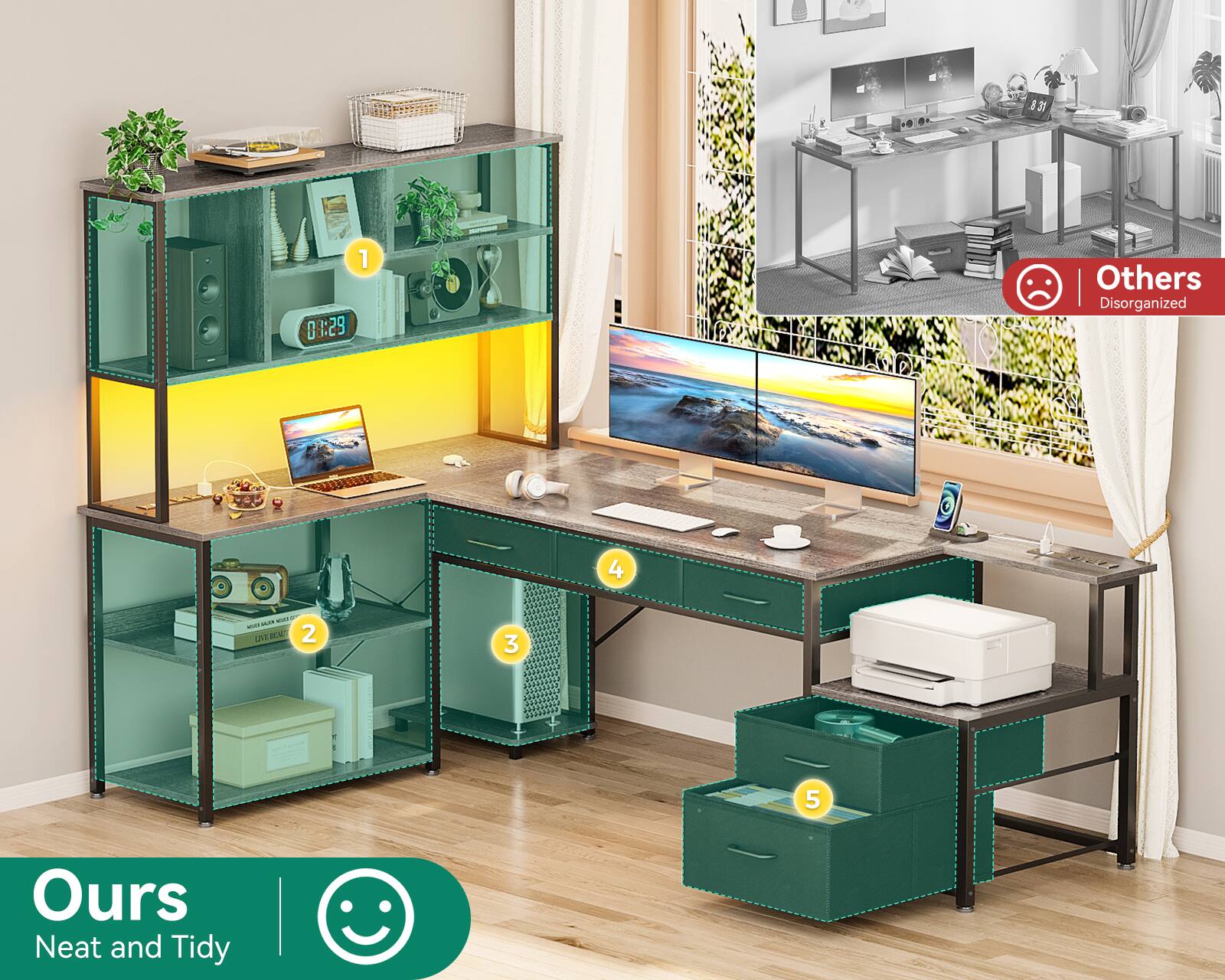 1. 00:29 Others Disorganized  
2. 18 MA  
3. 2 3 5  
4. Ours Neat and Tidy