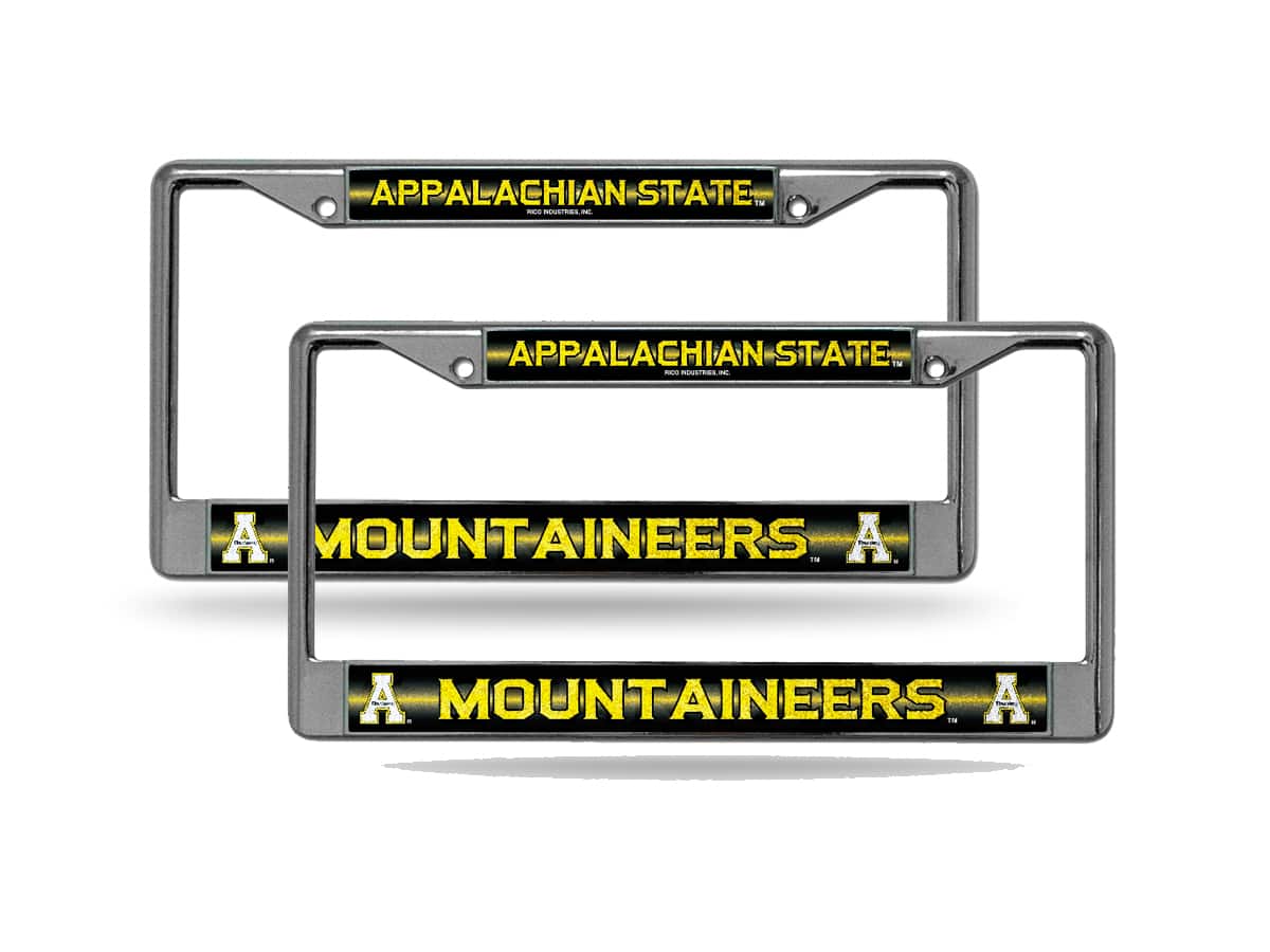 Rico Industries - (see D sku) Appalachian State Mountaineers Sparkly Glitter Bling Look Chrome (2) License Plate Frame Set - Multi