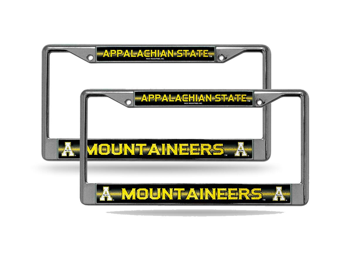 Rico Industries - Appalachian State Mountaineers Sparkly Glitter Bling Look Chrome (2) License Plate Frame Set - Multi