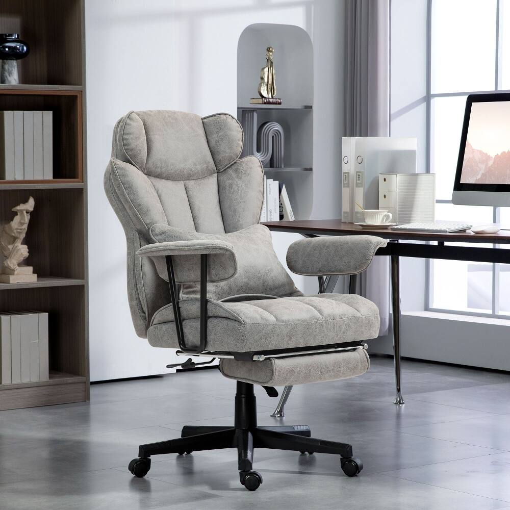 Alt View 4. Loheer - Loheer Massage Office Chair Big and Tall Heated Executive Reclining Computer Desk Chair 400LBS Gray - Gray.