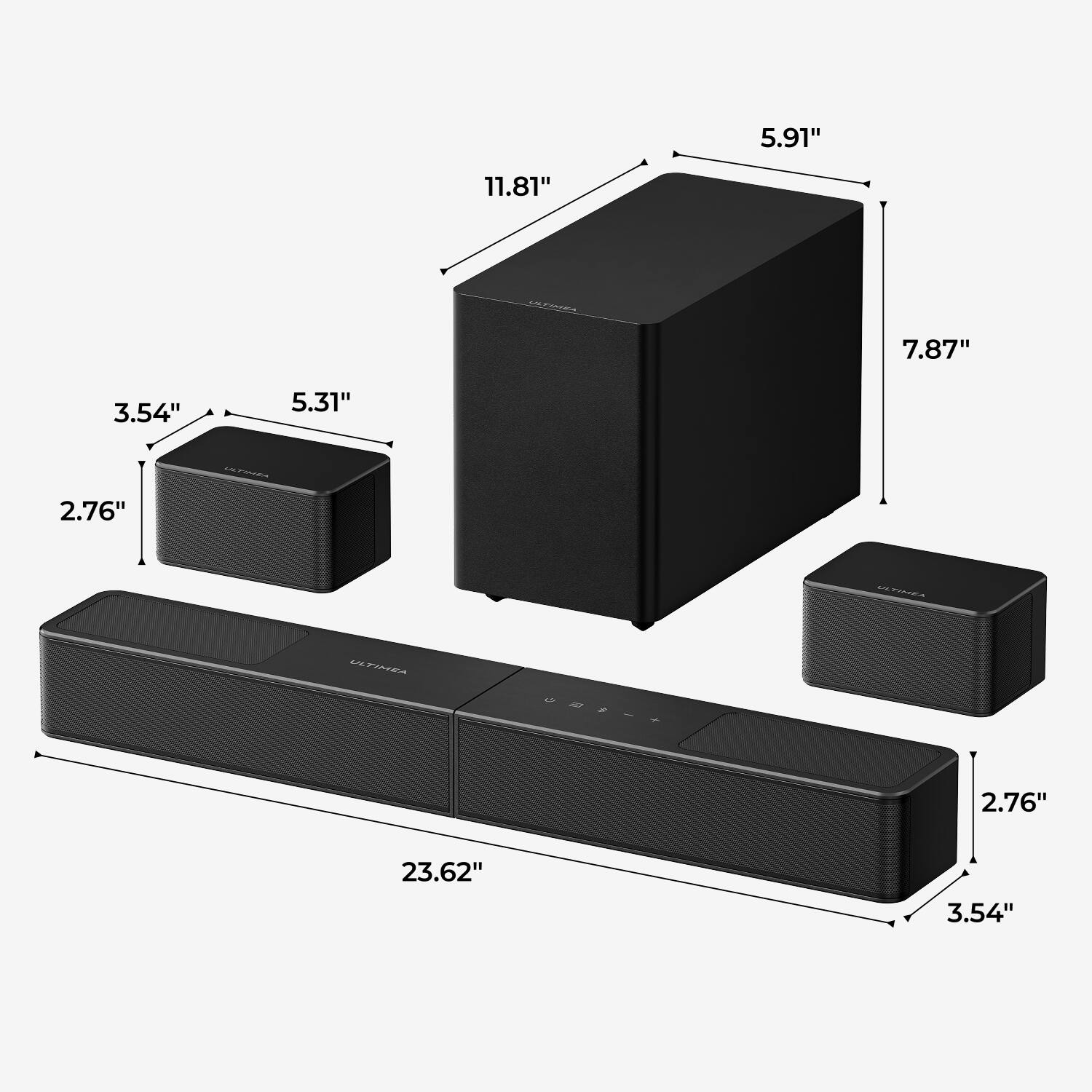 5.91"  
11.81"  
ULTIMEA  
7.87"  
3.54"  
5.31"  
2.76"  
ULTIMEA  
ULTIMEA  
2.76"  
23.62"  
3.54"