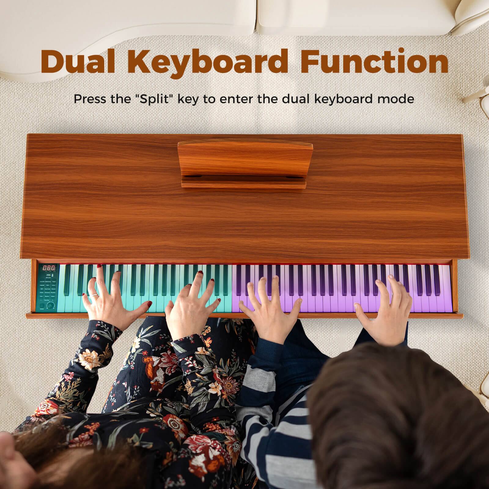 Dual Keyboard Function  
Press the "Split" key to enter the dual keyboard mode