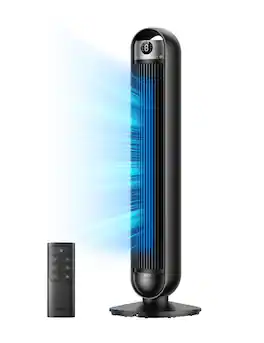 Dreo - 36 in. 8-Speed Tower Fan, 25 DB Quiet Portable Fan, DC Motor, 90° Oscillating with Remote, 8 Hour Timer in Black