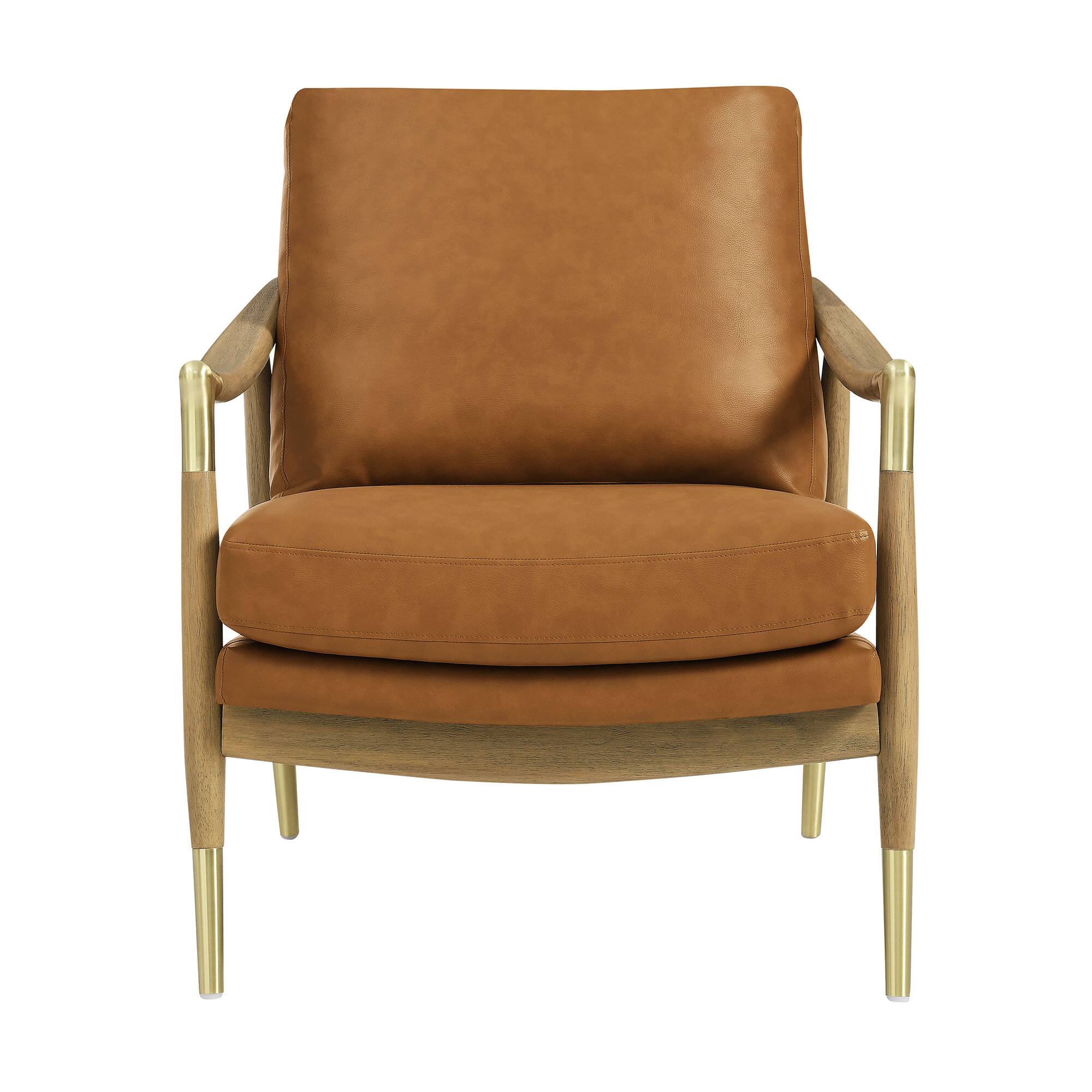 Alt View 2. Modway - Langford Vegan Leather Accent Armchair by Modway - Brown.