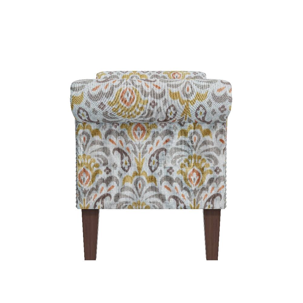 Left. Ropilly - Ropilly Conrad Floral Storage Ottoman with Rolled Arms, Pewter Nailhead Trim and Hidden Compartment for Bedroom Entryway - Floral.