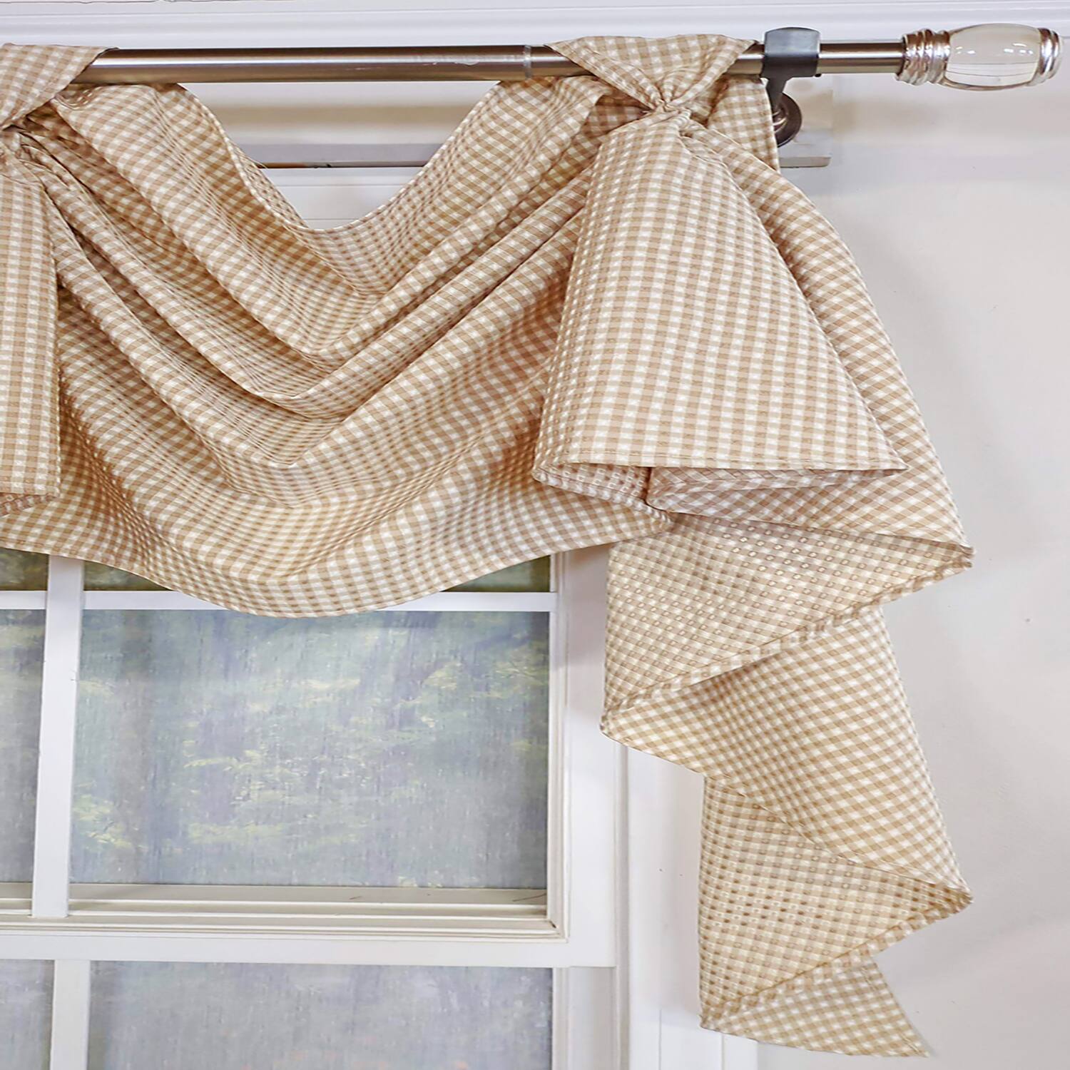 Left. RLF Home - RLF Home Colburn 3-S Victory 100% Cotton Tab Top Swag Window Curtain 54" x 25" Natural - Natural.