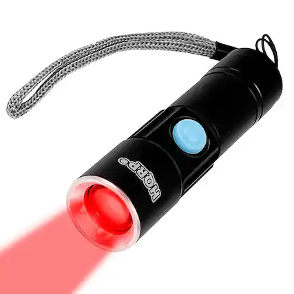 Front. HQRP - Rechargeable Pocket 625 nm Night Vision Flashlight - USB Charging, Adjustable Focus, Astronomy Map Use.