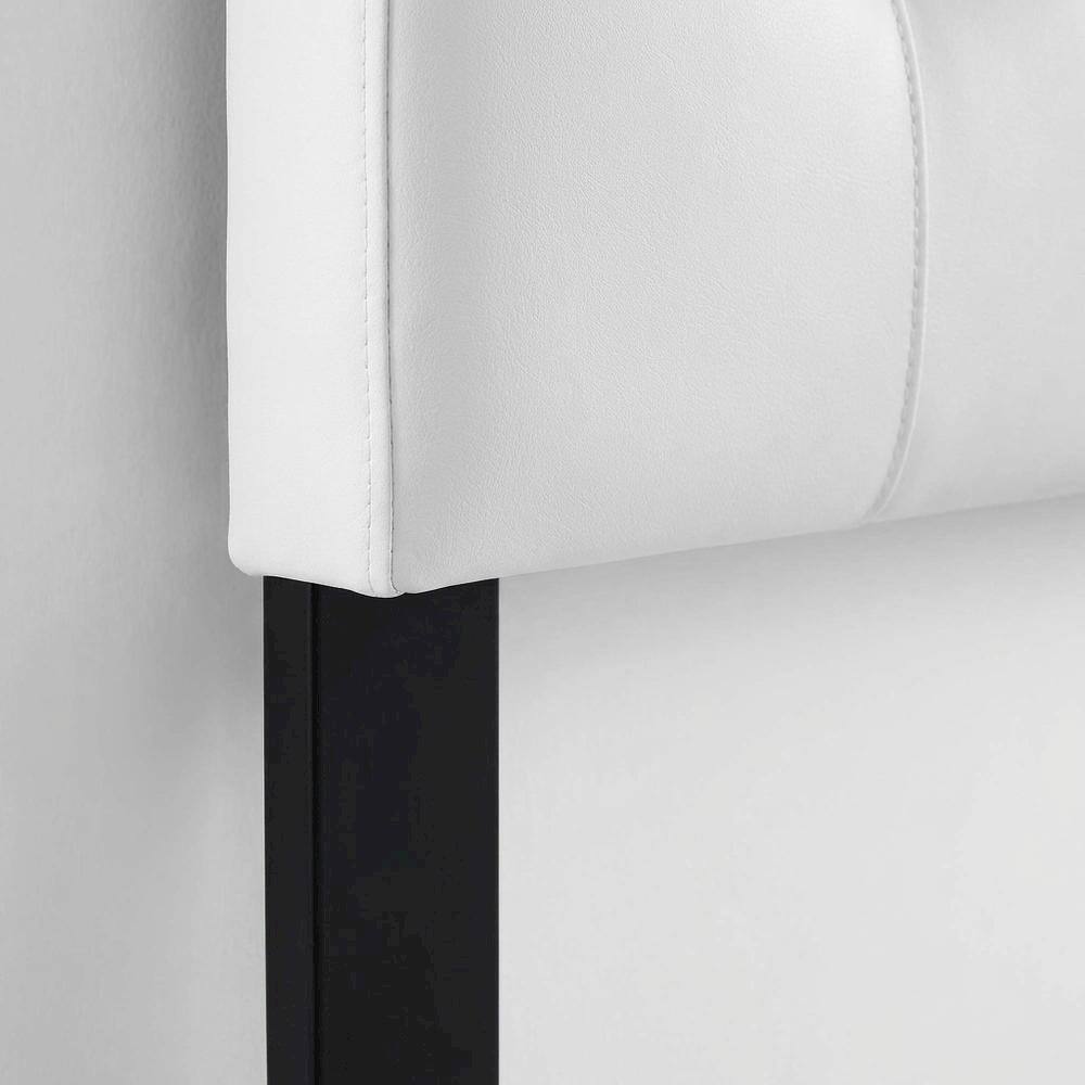 Alt View 1. FurniFact - Upholstered Vinyl Queen Headboard with Durable Padding and Sleek Design - White.