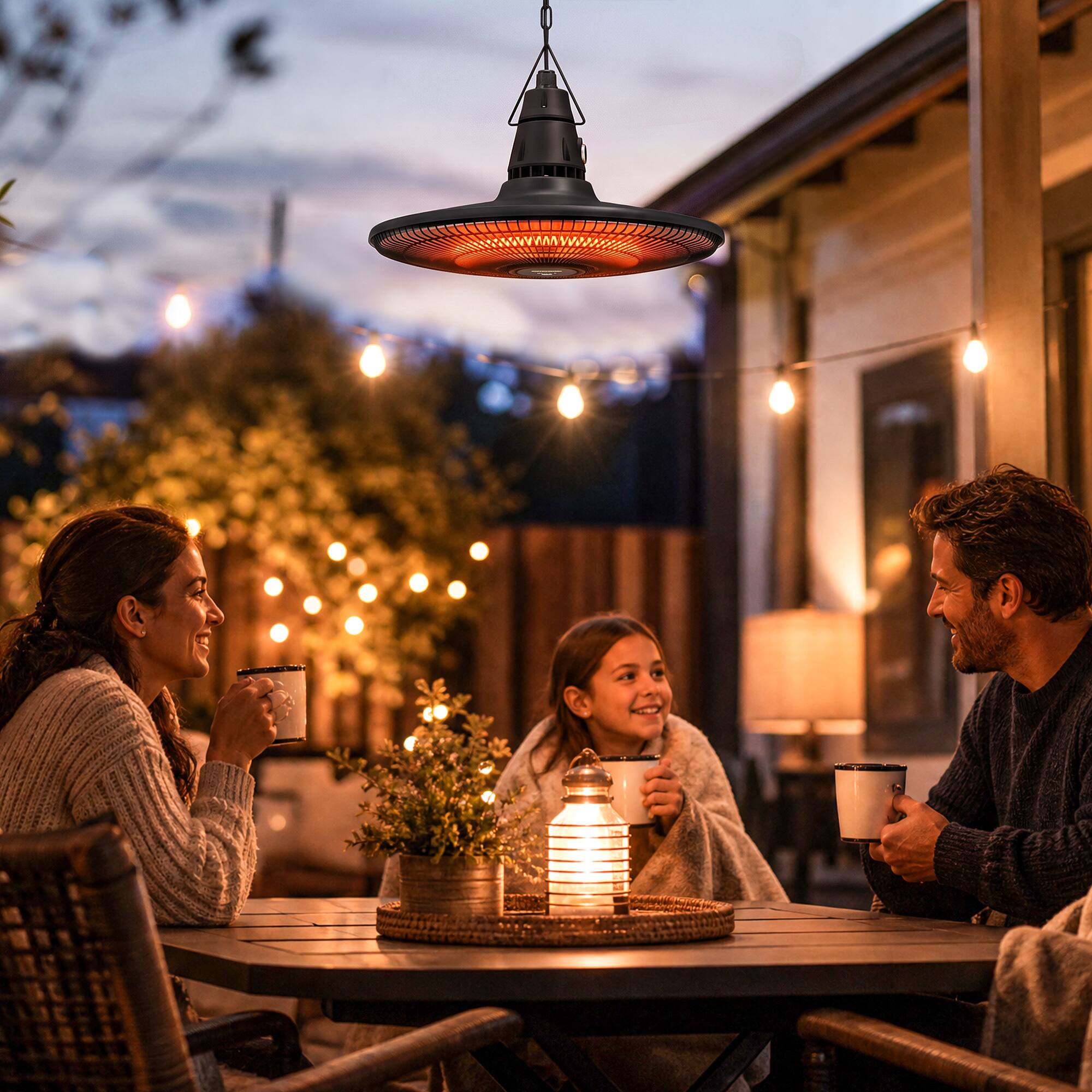 Alt View 7. Outsunny - Electric Patio Heater, IP65 Hanging Infrared Outdoor Heater with Carbon Fiber Tube - Black.