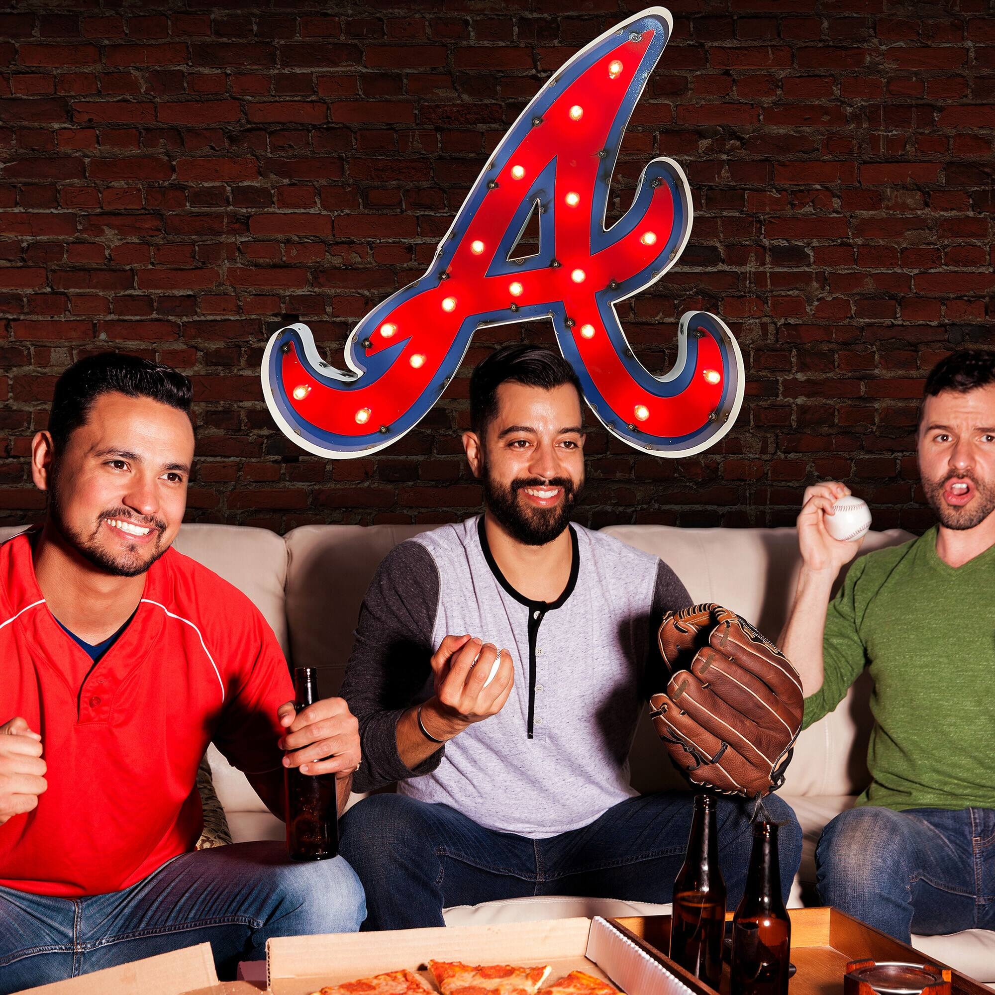 Alt View 3. Imperial - Atlanta Braves 27.5" x 29" Lighted Logo Recycled Metal Sign - Multicolor.