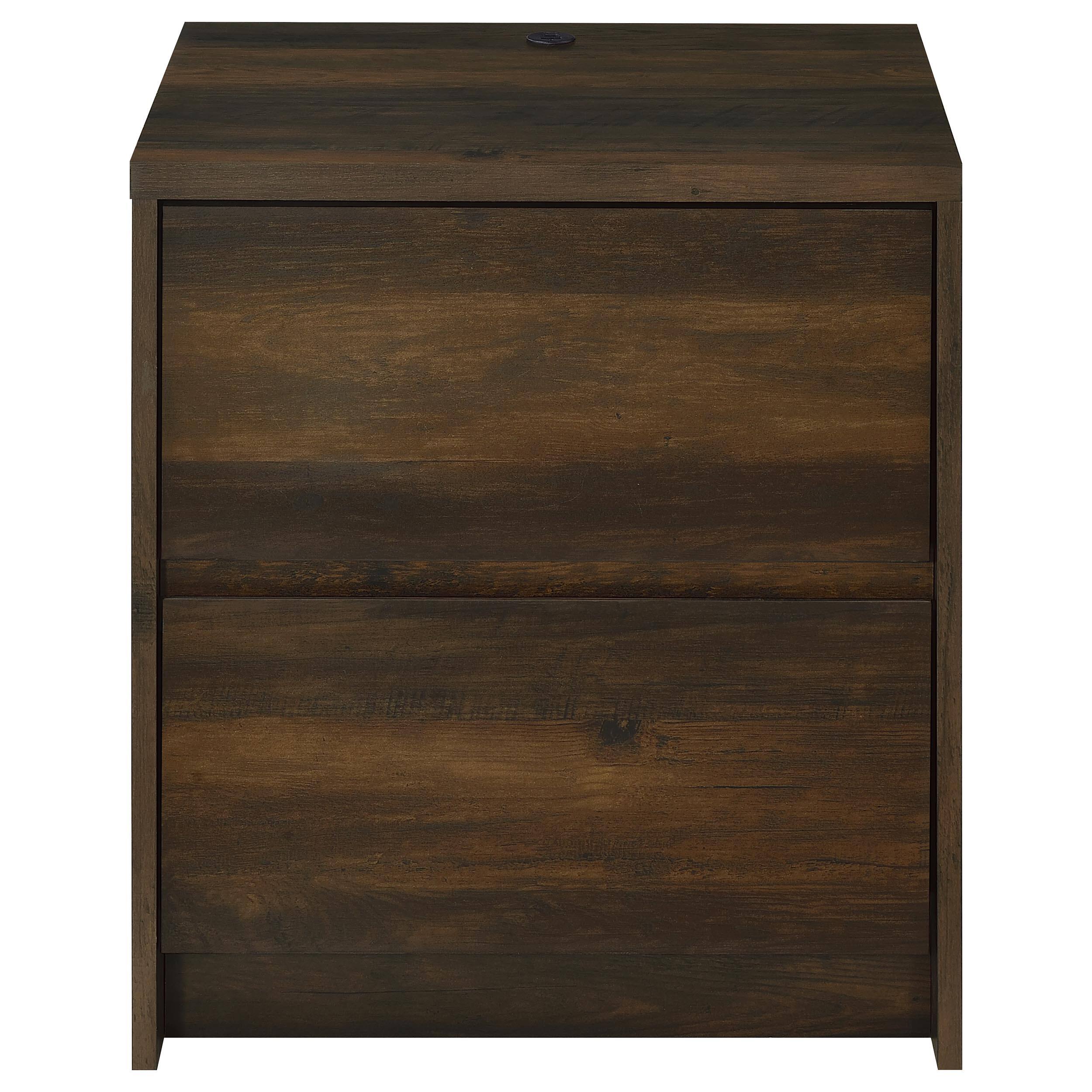 Back. Tiramisubest - Dark Pine 2-Drawer Nightstand with LED Lights and USB Ports - Green.