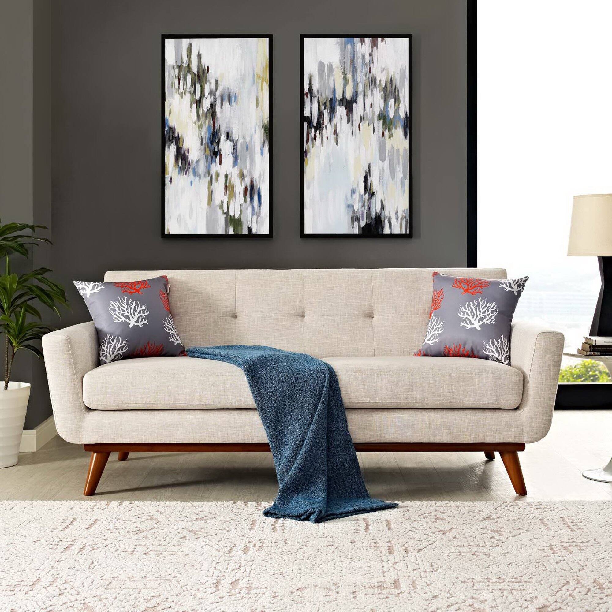 Back. Modway - Engage Upholstered Fabric Loveseat by Modway - Beige.
