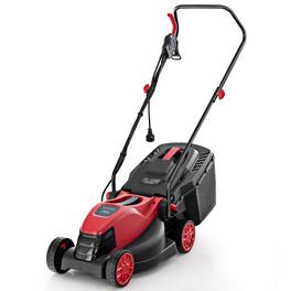 Costway - Electric Corded Lawn Mower 12-AMP 14-Inch Walk-Behind Lawnmower with Collection Box - Black, Red
