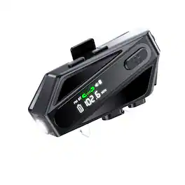 Cluzine - Motorcycle Helmet Bluetooth Headset with LED Display Headphones, 520M 2-Way Intercom, 24H Playtime